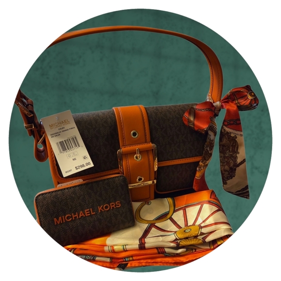 Michael Kors Brown/Orange Shoulder Bag  (WalletNot Included- Sold Separate) - Picture 3 of 5